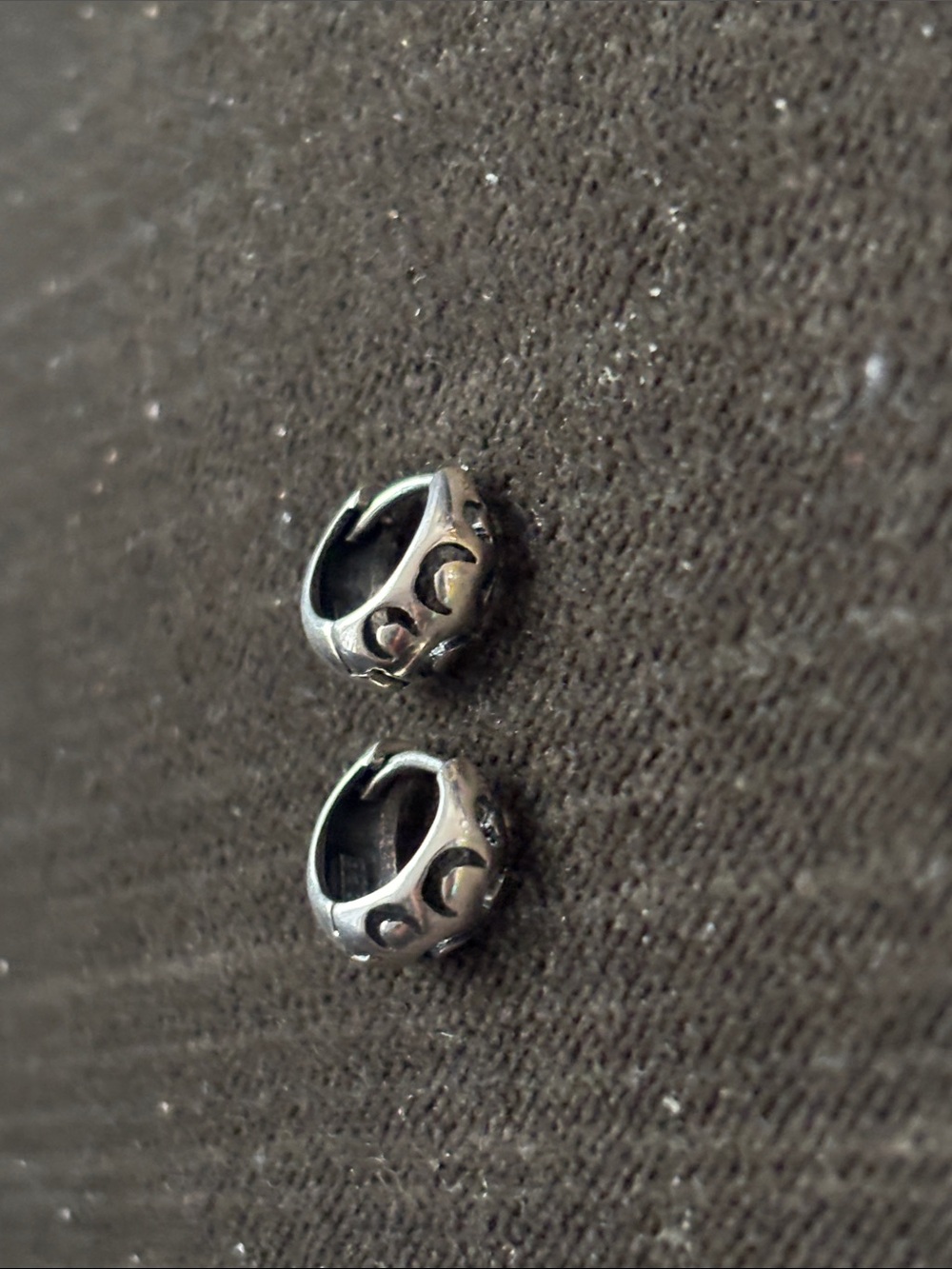 .925 Sterling Silver REVERSIBLE Crescent Moon Earrings Fine Jewelry Artisan Vntg - Picture 8 of 13